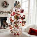 Christmas Black Santa Ornaments for Christmas Tree African American Topper 9Pcs for Xmas Tree Top Decoration Indoor Outdoor Home Decor Holiday Party