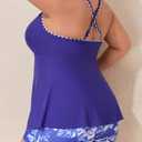 Summer Mae Women Plus Size Two Piece Tankini Swimsuits Flowy Bathing Suits Tummy Control Swimwear with Shorts Undersea Garden 18 Plus (Purple)