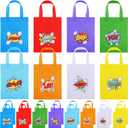 Hosuly 24 Pieces Hero Party Favor Bags Non Woven Tote Reusable Bags Bulk Hero Theme Goodie Candy Gift Treat Handbags for Birthday Party Supplies, 8 Styles(Novelty Style)
