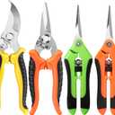EWPJDK 4 Pack Garden Pruning Shears, Stainless Steel Garden Shears, Gardening Shears, Garden Scissors, Clippers, Pruning Snips, Pruning Shears for Gardening Tools (4PCS, Yellow, Orange, Green)