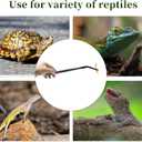 Reptile Feeding Tongs, Stainless Steel Lizard Feeding Tongs, Aquarium Curved Feeding Tweezers for Reptiles with Rubber Tip, Terrarium Feeding Tongs 14.96" L, Black Silver Tone