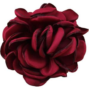 Huralona 10pcs Satin Ribbon Flowers for Crafts Bow Wedding Dec Vintage Fabric Flower Artificial Roses for Headpiece Appliques Ornament (Burgundy)