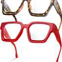 livho Oversized Eyewear Frame for Woman and Men - Rectangle Fashion Glasses for Computer, Chic Preppy Frame