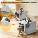 Covered Enclosed Stainless Steel Cat Litter Box,Top Lid with Door(Dog Proof Cat Litter Box),Includes Litter Scoop, Odorless Design, Large Capacity Suitable for Kitten,Medium Cats