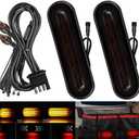 BlyilyB Oval Cargo Carrier Stop Turn Signals Tail Light Light Kit with Waterproof 4 Pin Grommets Wire Harness For Luggage Rack (Pack of 2) (Red & Amber)
