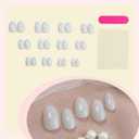 White Press on Nails Short Almond Sparkly Fake Nails False Nails with Glitter Designs Natural Nails Reusable Solid Colour Glossy Glue on Nails Acrylic Nails for Women Girls 24Pcs
