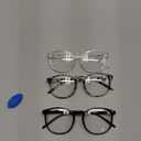 IBOANN Chic & Comfy Blue Light Glasses for Women - 3-Pack Round Frames, Screen-Ready Style with UV Protection Coating (*A1 Light Black & Leopard & Transparent)