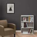 Furinno WRIGHT Book Shelf, 3-Tier Modern Bookshelf, Bookcase with Closed Back, 11.6" x 24.5" x 35.3", for Living Room, Bedroom, Home Office, Soft White