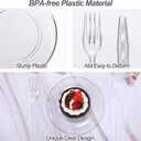 Breroa 300 Pieces Clear Disposable Plastic Plates with Plastic Forks 5.5 Inch Dessert Hard Round Appetizer Plates Food Grade Dinner Plates for Party Wedding Birthdays Elegant Cake Supplies