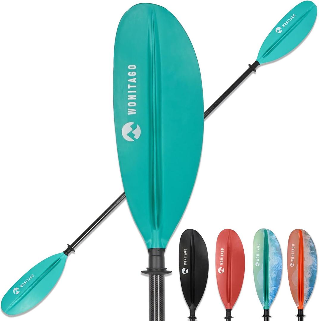 Kayak Paddle Adjustable, Lightweight Carbon Fiber Kayaking Oar Reinforced PP Blade, for Kayaking and Boating, 3 Piece