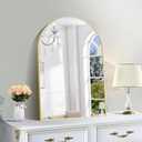Gold Bathroom Mirror, Arched Bathroom Mirror with Metal Frame, Wall Mounted Mirrors Decor Modern Dresser Mirror for Bedroom Living Room Entryway (20x28inch)