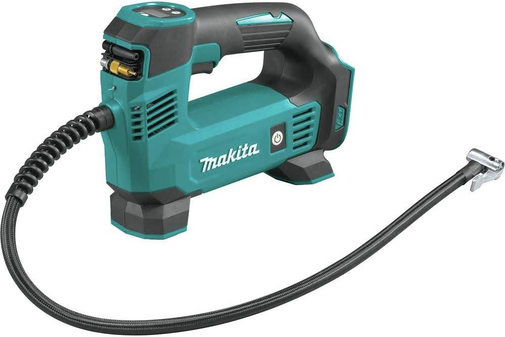 Makita DMP180ZX 18V LXT Lithium-Ion Cordless Inflator, Battery Powered, Tool Only(battery and charger not included);Presta valve adapter;Sports ball needle;Tapered adapter, Teal