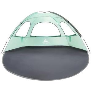 NXONE Beach Tent Sun Shade Shelter for 3/4/6 Person Person with UV Protection, Extended Floor, 3 Mesh Roll Up Windows & 8.0/8.5mm Fiberglass Rods丨Carry Bag Included 