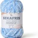 Fuzzy Chunky Chenille Yarn for CrochetingSoft Plush Yarns for Hand KnittingBulky 100 g49.2 yd Baby Blanket Yarn for Crocheting AmigurumiCrochet Fluffy Velvet Yarns (Sky Blue)