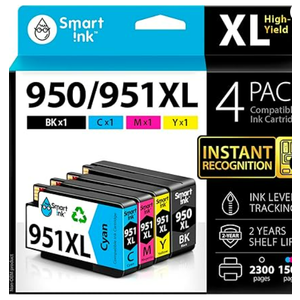 Smart Ink Compatible Ink Cartridges Replacement for HP 950XL 951XL 950 XL 951 XL 4 Combo Pack (1 Black & 1 Cyan 1 Magenta 1 Yellow) for HP Printer Officejet Pro 8600 plus 8610 8620 8100 8625 8630 8615