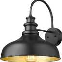 Bestshared Outdoor Barn Light,Outdoor Wall Sconce, Farmhouse Porch Wall lamp, Anti-Rust Front Door Lighting Fixture for House, Doorway, Patio, Garage (11.5" Dome - 1 Pack, Black+Gold)