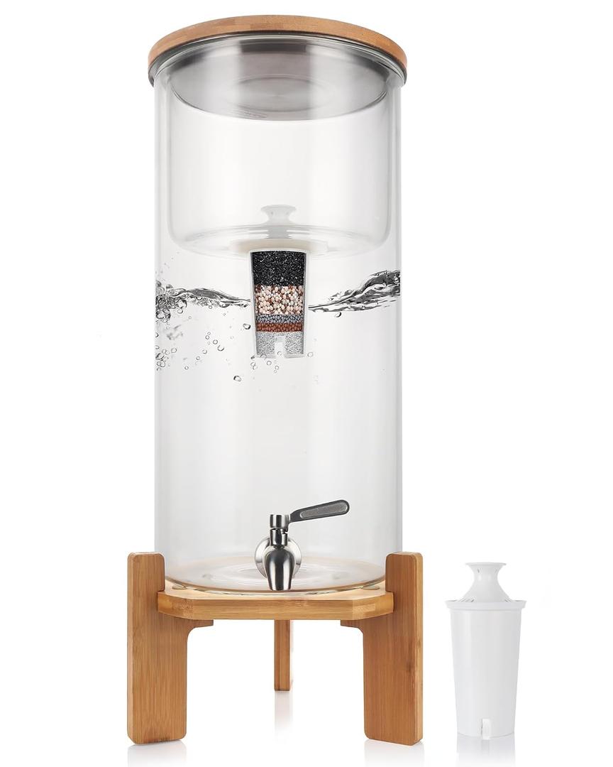 Glass Water Filter Pitcher,3.25 Gallon Water Filter Dispenser with Filter,BPA-Free,Reduces Chlorine and More,Softens the Water,Large Clearly Filtered Water Pitcher for Home,Office and Kitchen