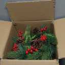 Mumufy Christmas Centerpiece Candle Holder 12 Inch Artificial Mini Tabletop Decoration Candle Holder with Pine Cones Artificial Pine Branches Red Berry 1 Candle Holders for Festival Home Decoration