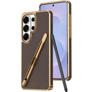 Designed for Samsung Galaxy S26 Plus case case Simple Style with Stylus Fingerprint-Resistant Anti-Fall Protective Cases,Brown