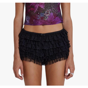 Women Ruffle Bloomers Y2k Lace Trim Lolita Pettipants Cute Layered Frill Pumpkin Bottom Shorts Sweet Booty Panties Small