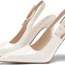 Coutgo Women's Slingback High Heels Pointed Toe Stilettos Metal Buckle Dress Party Pump Shoes,8.5