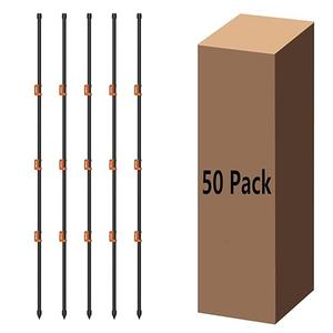 50Pack 46Inch Garden Electric Fence Insulators Posts with 150 Insulation Clips,3.8ft Temporary Fences Stakes for Protection Farm,Backyard,Garden,and Small Animals | Electric Fencing Poles for Marking