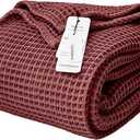 Waffle Blankets (Dark Red, Twin XL Size 63x91 inch)