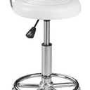 VECELO Adjustable Rolling Salon Stool with Backrest & Footrest, 330 LBS Heavy Duty Hydraulic Stool Chair, Swivel Drafting Chair with Wheels for Spa, Tattoo, Office, White