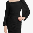 Women's Ruched Bodycon Dress Teens Mesh Lantern Sleeve Party Dance Homecoming Tight Short Pencil Dresses 3XL