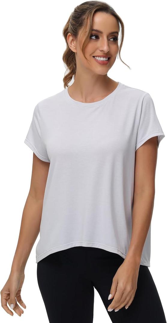 MCEDAR Women's Workout Short Sleeve Tops Loose Fit Casual Yoga T-Shirts Breathable Running Athletic Tee Shirts Size 3XL