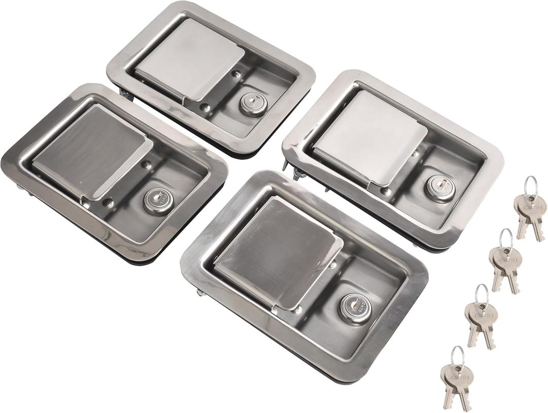 Stainless Steel Door Lock Handle Latch Large 5.5 Inches Paddle Key For Trailer Toolbox RV (4PCS)