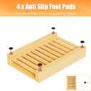 HOUSE AGAIN 16.9" Cutting Board and Dish Drying Rack 2-in-1 for Kitchen, 100% Organic Bamboo Heavy Duty Wood Dishes Organizer Wooden Chopping Board Set with Juice Groove, Included 4 x Silent foot pads