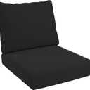 California Umbrella Outdoor Deep Seat, Patio Seat Cushion, 24 x 48 Inch, Premium Outdoor Densified Fiber, Fade Resistant, Sunbrella Fabric, Black, 24 inches x 48 inches x 5.5 inches