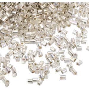 uxcell 1400Pcs Glass Bugle Beads, 1.9x1.5mm Tube Mini Loose Glass Seed Spacer Bead for DIY Earrings Necklaces Bracelets Jewelry Making (Silver Tone)