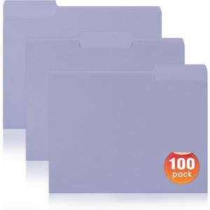 100 Packs File Folders Letter Size, 8.5 x 11 Colored File Folders 1/3 Cut Tab for Easy Labeling, for Home, Office, School Filing