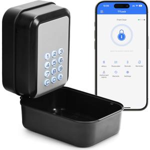 Smart Key Lock Box Electronic Bluetooth Lock Box with APP Control & PIN Code Types,Share eKey Wall Mounted Lock Box for Airbnb Realtor House Office (Gray)
