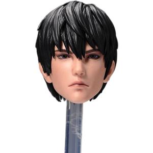 1/6 Scale Male Head Sculpt,Asian Male Plastic Hair Head Carved Carving for 12inch Soldier Action Figure Collection