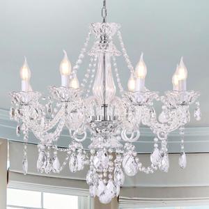Contemporary Clear Crystal Chandelier, Elegant Candle Style Chandelier Lighting Fixture for Dining Room Living Room Bedroom Hallway Entryway 8 White E12 Lamp Sockets