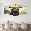 ZXHYWYM 5 Piece Christian Wall Art Jesus Pictures Set of 5 for Christ Church Dining Living Room Home Decor Cross Painting Canvas God Poster Prints Framed (Size 1)