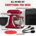 Silicone Bowl Liners for KitchenAid 5 Quart Tilt-Head Mixer, Set of 2 with Lids, Accessories include Mixer Slider Mat, Stand Mixer Dust-proof Cover, Silicone Spatula Set