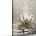 Framed Zen Meditation Lotus Floral Plant Canvas Wall Art, Spiritual Bathroom Yoga Spa Room Decor, Flower Of Life Pictures Paintings Print Artwork Ready To Hang (16"x24