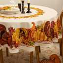 YiHomer Fall Thanksgiving Tabletop Collection for Kitchen Dining Decoration Parties Harvest, Harvest Party, Tablecloth, 70" Round