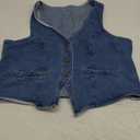 Ladyful Womens Denim Vest Sleeveless V neck Jean Suit Waistcoat Vest, XL