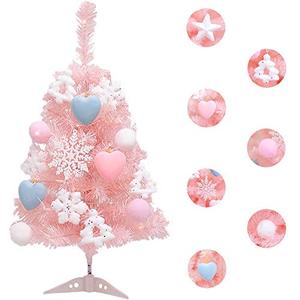 MMH Christmas Tree - Pink Christmas Tree Mini Xmas Pine Tree with Stand Base Table Top Christmas Tree with Lights for Christmas Style Artificial Christmas 23.6 inch
