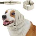 Dog Calming Hoodie, No Shake Ear Wraps for Dogs, Adjustable Dog Ear Muffs for Noise Protection, Ear Wrap Head Cover for Anxiety Relief & Hematoma (Pearl White, M(Head Circle:13.8"-18.9"))