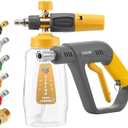 EZALOR Short Pressure Washer Gun with Foam Cannon, High Power Washer Gun Snow Foam Lance with 5 Power Washer Nozzle Tips, 1/4 Inch Quick Connector, 4000 PSI, 1 Liter