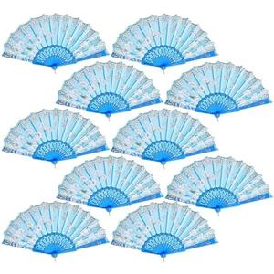 QIRMIZI 30 Pack Folding Fans – Handheld Spanish Style Fans,Bulk Hand Fans for Wedding, Tea Party, Dance, Church,Performance, Home Decorations, Festival, Gift,Light Blue