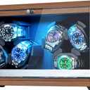 ANWBROAD Watch Winder 6 with LED and Super Quiet Motor 4 Rotating Modes Watches Winder box Watch Shaker with Type-C Adapter UJWW003A