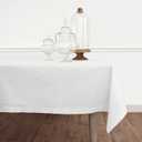 Solino Home White Tablecloth 54 x 72 Inch - Cotton Linen Hemstitch Rectangular Tablecloth - Machine Washable Table Cloth for Spring, 4th of July, Memorial Day, Father's Day, Summer