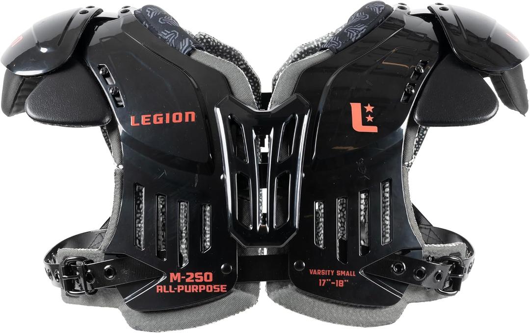 Legion M-250 Varsity Football Shoulder Pads, Patents Pending, Lightweight, Optimized Mobility, Enhanced Impact Protection, Industry-Best Ventilation and Cooling L
